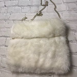 RSVP fur purse w/gold chain strap. Brand new